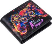 Wallet-Graffiti Game Style PU Wallet with Compact Bifold Design Cool Gamepad Wallet for Teens – Anime Cartoon Print Bifold Wallet with Polyester Lining, Lightweight Gaming Accessory for Youth