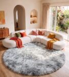 Washable Rugs Living Room Round 100 cm Light Grey