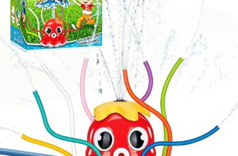 Wassersprinkle Toys for Kids, Cute Sprinkler, Outdoor Garden Lawn Watering Toys with Hose Clamps, Sprinkler Toys for Lawn, Garden, Pool party (Red 2)