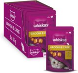 Whiskas Groom and Care – Cat Treats – Small Bite Size Snacks with Chicken Filling – 8 x 45 g