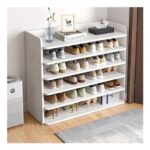 White 6-Tier Shoe Rack Cabinet for Entryway, 82cm