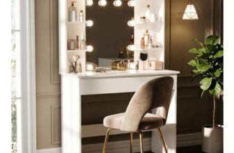 White Dressing Table with Mirror and LED Lights