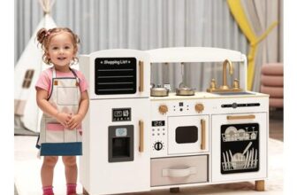 White Gymax Play Kitchen with Ice Maker and Dishwasher 3