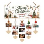White Wooden Hanging Photo Display with 30 Clips