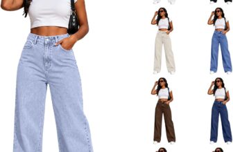 Wide Leg Jeans for Women UK High Waisted Baggy Stretch Denim Trousers Straight Leg Jean Loose Fit Oversized Relaxed Comfy Denim Pants with Pockets Elastic Bottoms for Daily Wear Y2K Streetwear