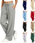 Wide Leg Trousers For Women UK Elastic Waist Joggers Ladies Palazzo Pants