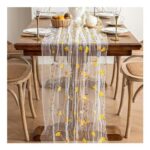 Wildflower Embroidered Tulle Table Runner, 27.6×118 In
