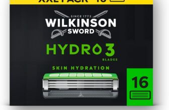 Wilkinson Sword Hydro 3 Mens Razor Blade Refills, XXL 16 Pack 3 Blade Face or Body Razors for Men, Dual Lubrication, Hydrating Gel Formula, Great Shavers for Wash Bags or Holidays