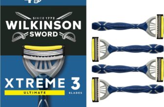 Wilkinson Sword Xtreme 3 Ultimate Mens Disposable Razors, Ultimate Addition to Wash Bags for Mens Grooming, Great Shavers for Routine Shaving, 4 Pack