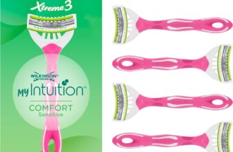 Wilkinson Sword myIntuition Xtreme 3 Sensitive Womens Razors, 4 Pack 3 Blade Disposable Razors for Women with Pivoting Head, Shea Butter, Aloe Vera, Sensitive Skin, 4 Pack