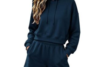 Women Raglan Sleeve Cropped Hoodie and Shorts Loungewear Set