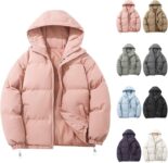 Women Winter Puffer Down Jacket Hooded Waterproof Quilted Short Coat with Pockets Lightweight Ladies Parka Jackets Zip Up Windproof Packable Casual Warm Outwear for Travel Outdoor