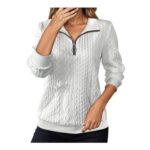 Womens Cable Knit Half-Zip Thermal Sweater, Long Sleeve