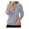 Womens Cable Knit Half-Zip Thermal Sweatshirt, Long Sleeve