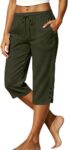 Womens Capri Pants Drawstring Elastic Waist Casual Trousers with Pockets