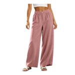 Womens Corduroy Wide-Leg Pants, Loose Fit, Pink