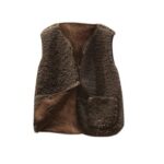 Womens Faux Sherpa Vest with V-Neck and Pockets