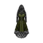 Womens Gothic A-Line Dresses Plus-Size Off-Shoulder Hooded