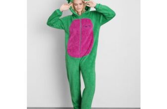 Womens Green Barney Plush Onesie