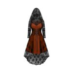Womens Halloween Gothic A-Line Dress, plus Size, Hooded Off-Shoulder