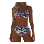 Womens High-Waisted Bikini Set, Tummy Control, Multicolor, L