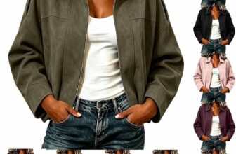 Womens Jackets Faux Suede Bomber Jacket Women with Turn Down Collar Suede Pilot Jacket Windbreaker Coats Autumn Winter Clothing