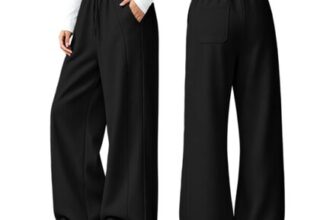 Womens Joggers with Pockets, Elastic Waist, Straight Leg