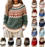 Womens Knitwear Fairisle Autumn Winter Casual Sweater