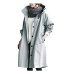 Womens Mid-Length Hooded Waterproof Rain Trench Coat