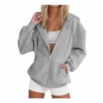 Womens Oversized Zip-up Hoodie Longline Sweatshirt