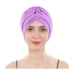 Womens Soft Turban Head Wrap Pleated Beanie Hat, One Size