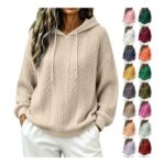 Womens Textured Oversized Hoodie Long Sleeve plus Size