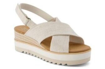 Womens Toms Diana Crossover Low Heel Open Toe Sandals in Natural