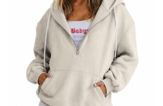 Womens Zip Hoodie with Pockets, Cozy Casual Sweatshirt