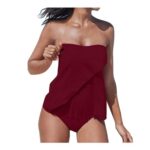 Womens plus Size Tankini Set with Shorts and Bandeau