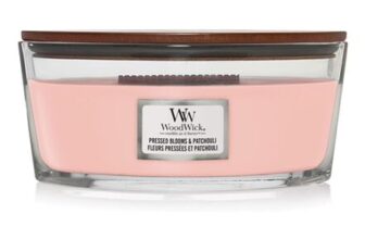 WoodWick Ellipse Candle with Crackling Wick, Pressed Blooms and Patchouli