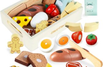 Wooden Food for Play Kitchen, 12-Piece Pretend Breakfast Set