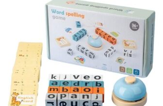 Wooden Word Spelling Game with Bell and Alphabet Blocks
