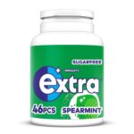 Wrigleys Extra Chewing Gum, Spearmint Flavour, 46 pieces, Sugar Free Chewing Gum Bottle with Xylitol – S&S £1.69