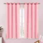 XiDi Pink Curtains 54 Inches Long for Girls Bedroom Living Room Darkening Privacy Double Layer Short Curtains with Sheer Overlay for Kids Toddler Princess Nursery Room Decor Window Drapes