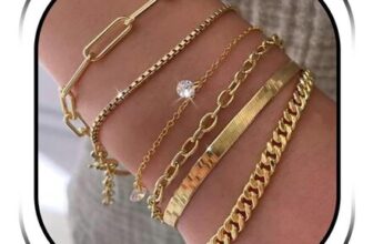 YANCHUN Layered Dainty Silver and Gold Adjustable Bracelet Stack