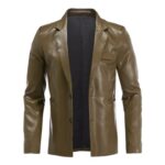 YFFUSHI Mens Regular Fit PU Leather Biker Jacket