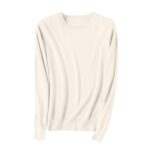 YGERGWE Cream Jumper for Women Crew Neck Knitted Sweater