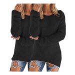 YGERGWE Women Jumpers Longline Crew Neck Sweaters