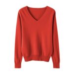 YGERGWE Women Soft Knit Long Sleeve Casual Sweater Red