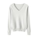 YGERGWE Womens Knit Jumpers Soft Long Sleeve White Sweater