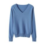 YGERGWE Womens Soft Knit Long Sleeve Jumper Blue