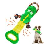 YINEYA Squeaky Dinosaur Plush Dog Toy with Crinkle Paper
