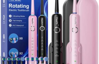 YTEATH PRO 2 Pack Rotating Electric Toothbrush with 8 Brush Heads (2 Types)