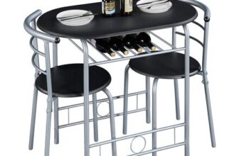 Yaheetech 3-Piece Dining Table and 2 Chairs, Black
